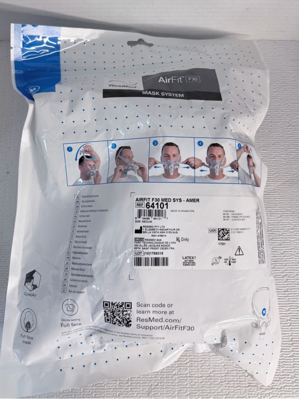 NEW ResMed AirFit F30 Mask System  Medium 64101 - Picture 2 of 2